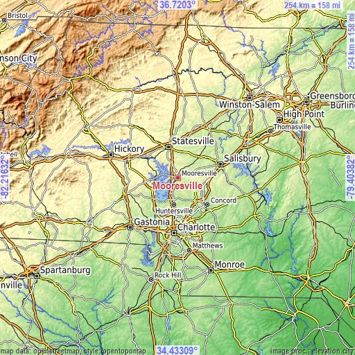 Topographic map of Mooresville