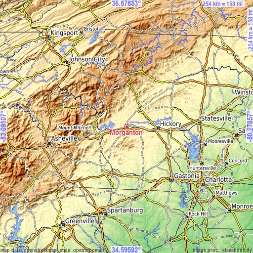 Topographic map of Morganton