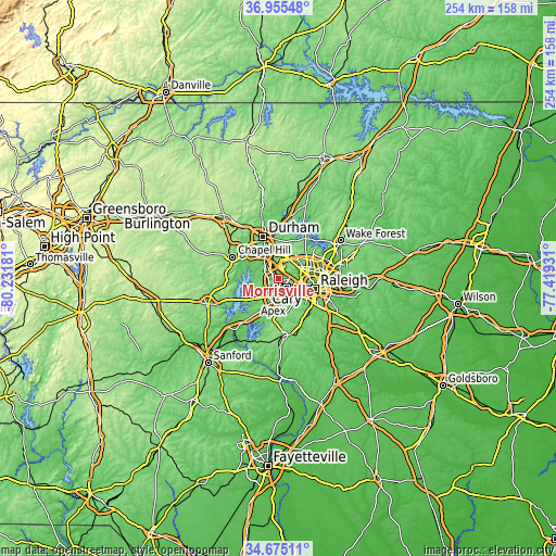 Topographic map of Morrisville