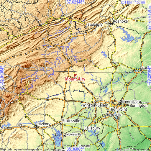 Topographic map of Mount Airy