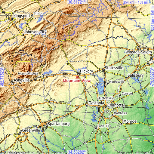 Topographic map of Mountain View