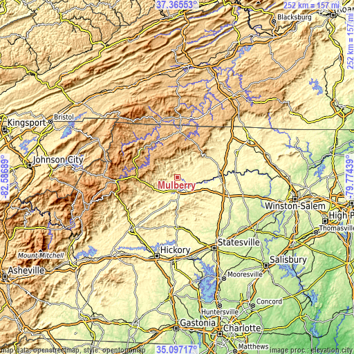 Topographic map of Mulberry