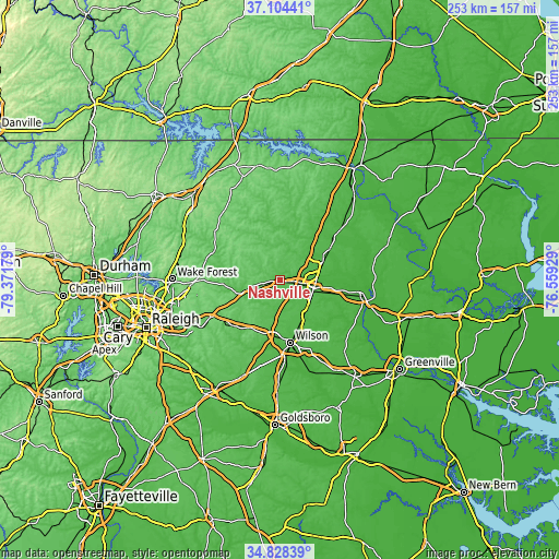 Topographic map of Nashville