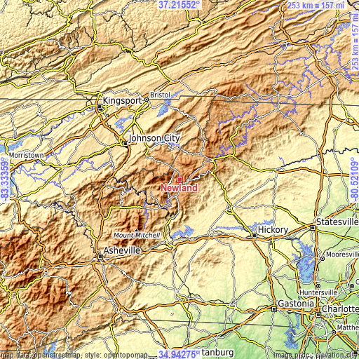 Topographic map of Newland