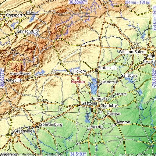 Topographic map of Newton