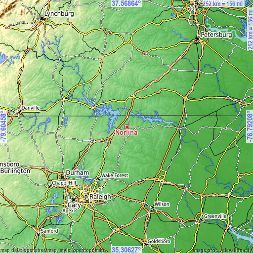 Topographic map of Norlina