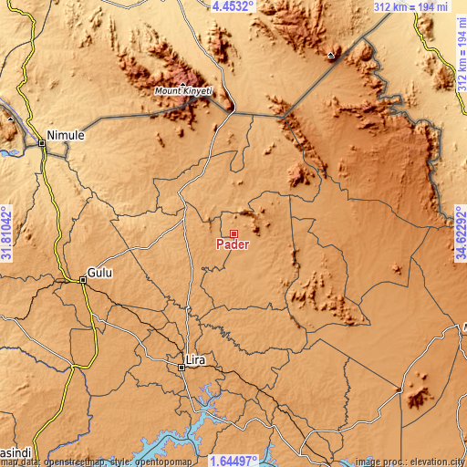 Topographic map of Pader