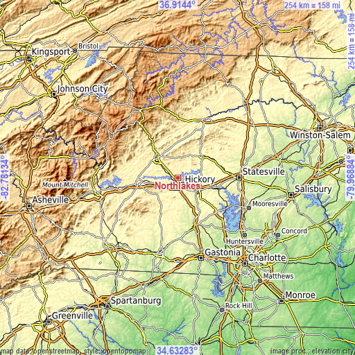 Topographic map of Northlakes