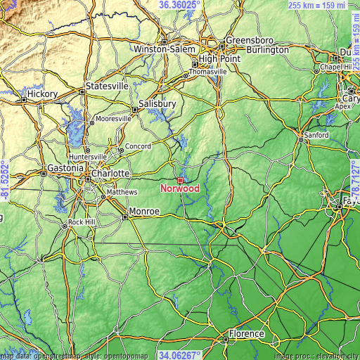 Topographic map of Norwood