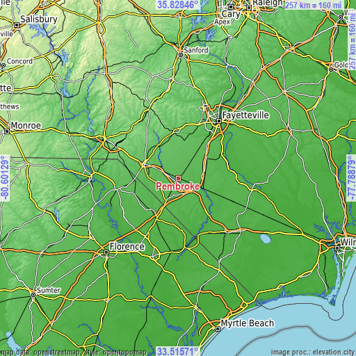 Topographic map of Pembroke