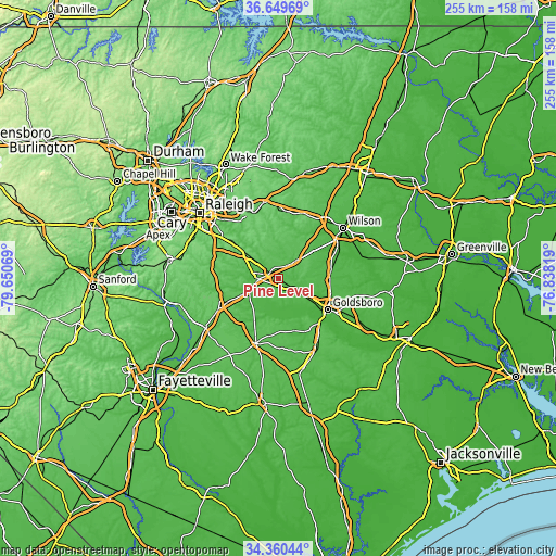 Topographic map of Pine Level