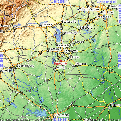 Topographic map of Pineville