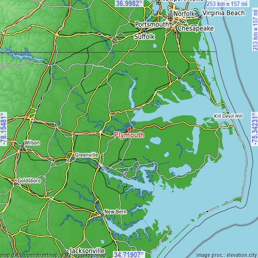 Topographic map of Plymouth