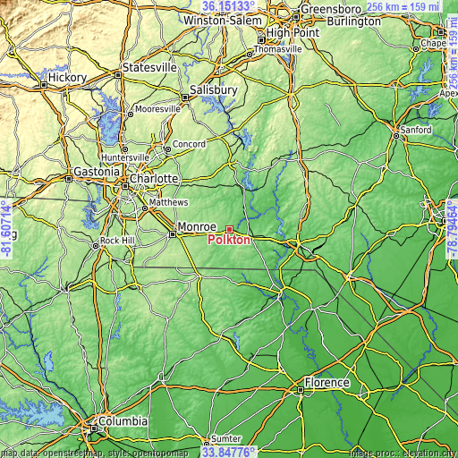 Topographic map of Polkton