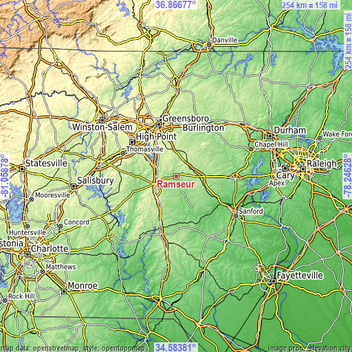 Topographic map of Ramseur