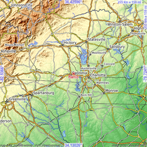 Topographic map of Ranlo