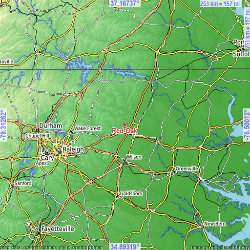 Topographic map of Red Oak