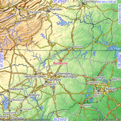 Topographic map of Reidsville