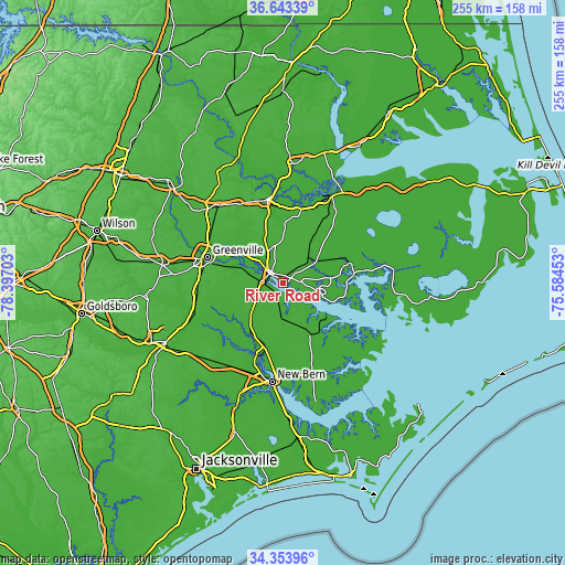 Topographic map of River Road