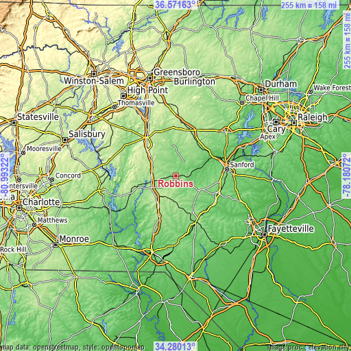 Topographic map of Robbins