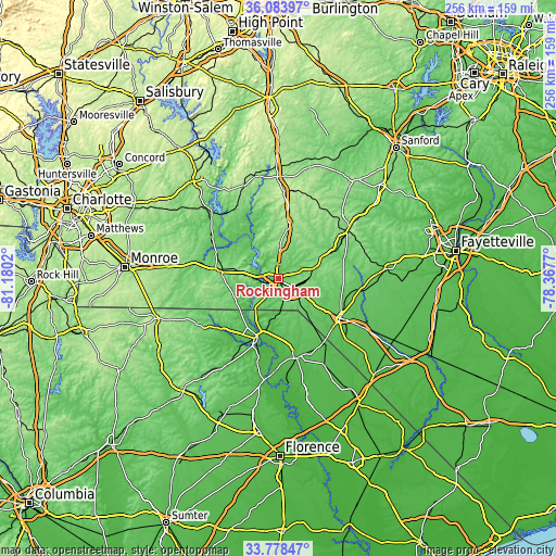 Topographic map of Rockingham