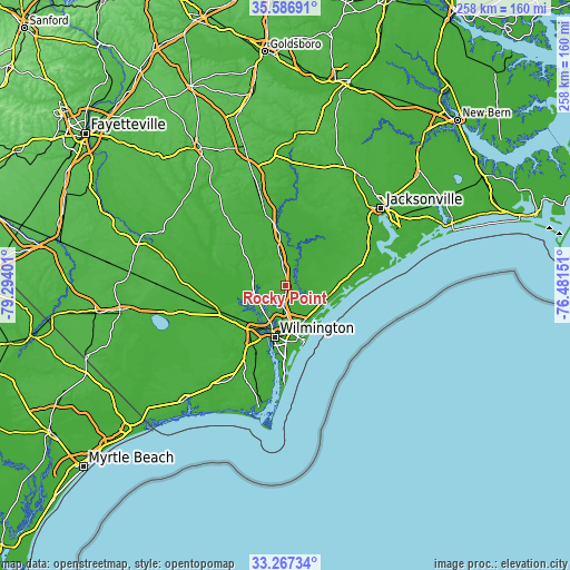 Topographic map of Rocky Point