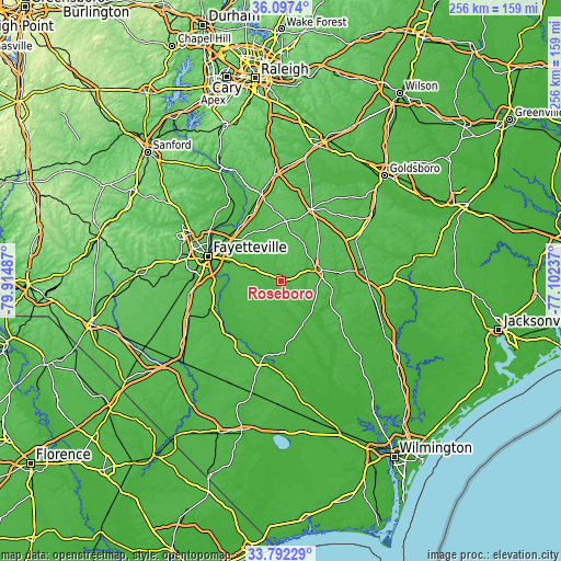 Topographic map of Roseboro