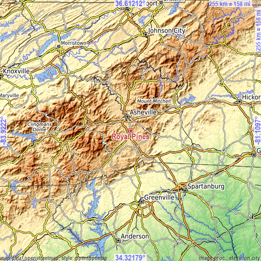 Topographic map of Royal Pines