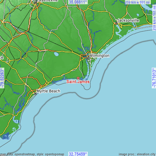 Topographic map of Saint James