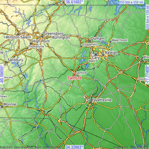 Topographic map of Sanford