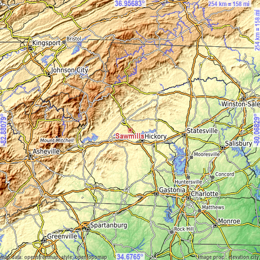 Topographic map of Sawmills
