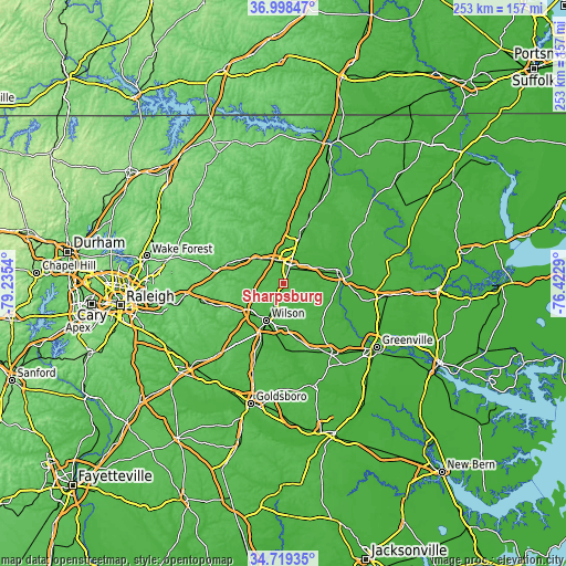 Topographic map of Sharpsburg