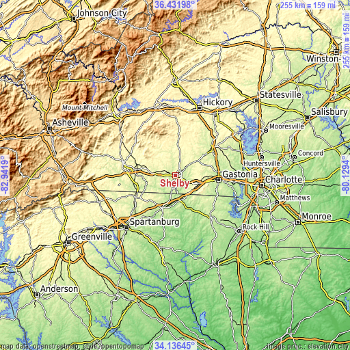 Topographic map of Shelby