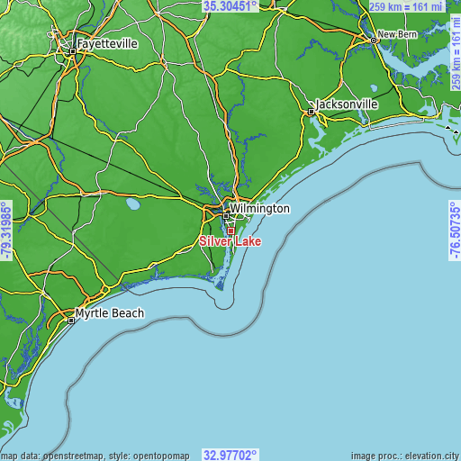 Topographic map of Silver Lake