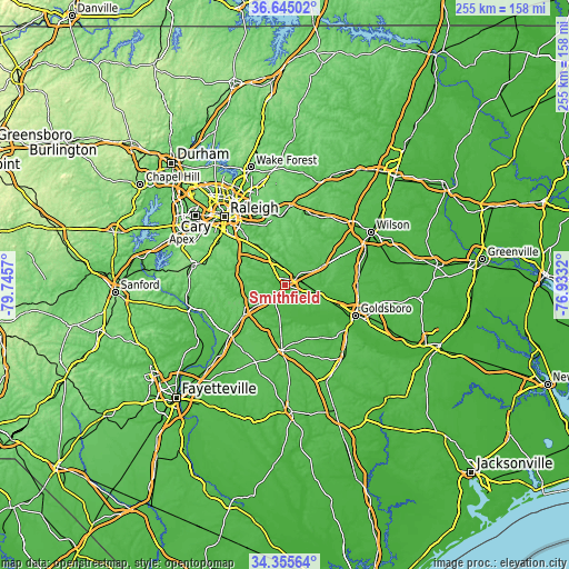 Topographic map of Smithfield