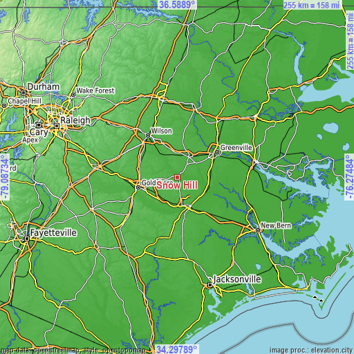 Topographic map of Snow Hill