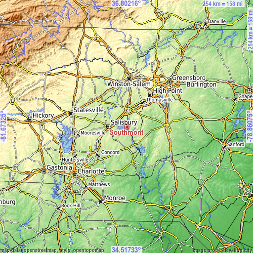 Topographic map of Southmont