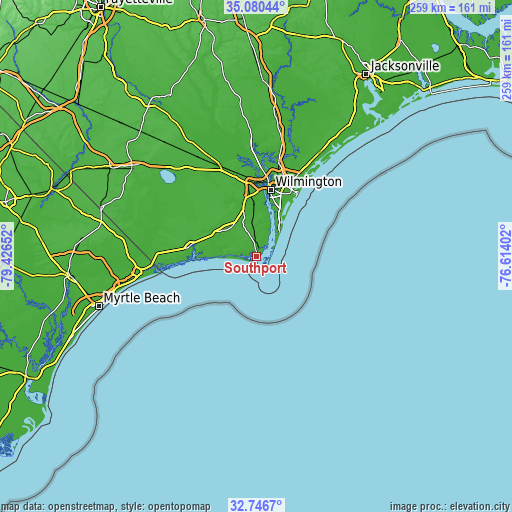 Topographic map of Southport