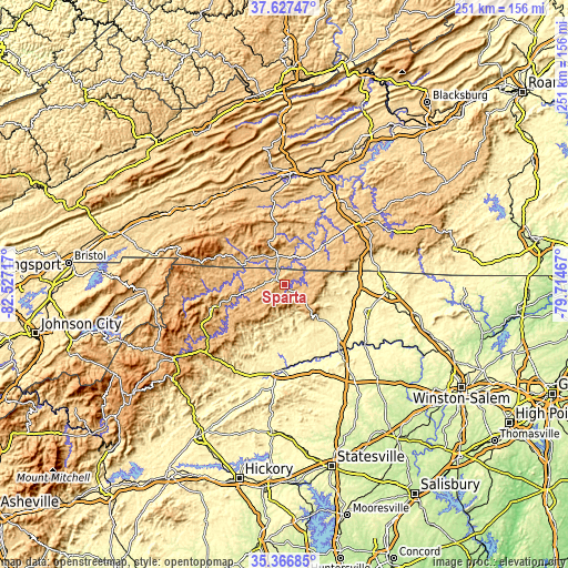 Topographic map of Sparta