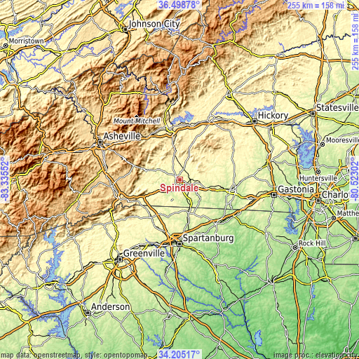 Topographic map of Spindale