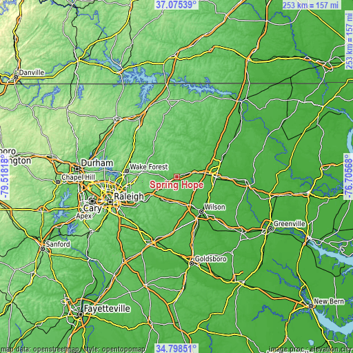 Topographic map of Spring Hope