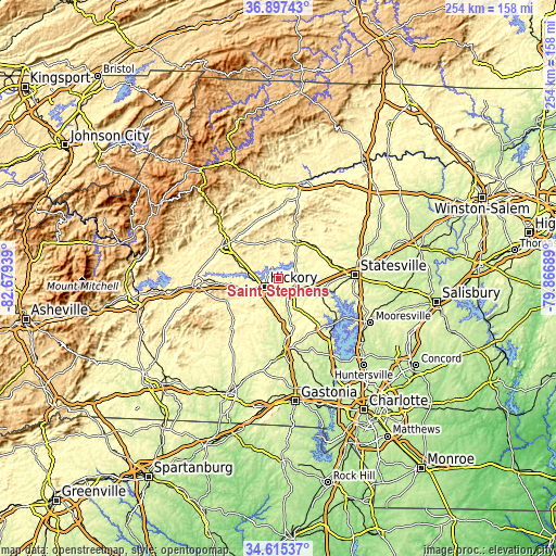 Topographic map of Saint Stephens