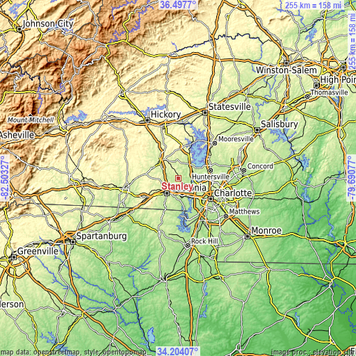 Topographic map of Stanley