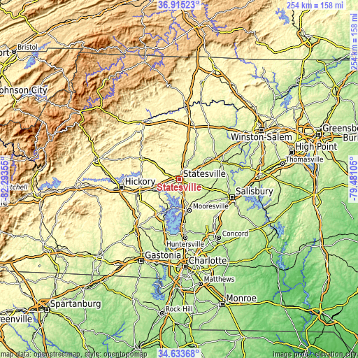 Topographic map of Statesville