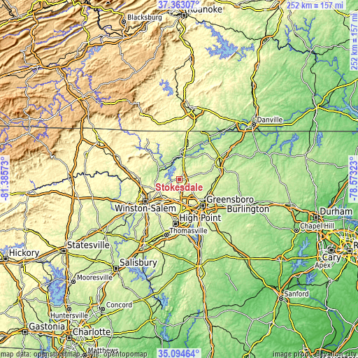 Topographic map of Stokesdale