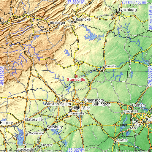 Topographic map of Stoneville