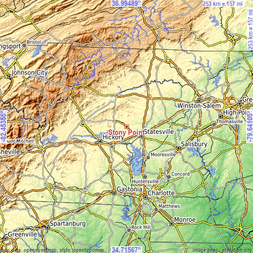 Topographic map of Stony Point