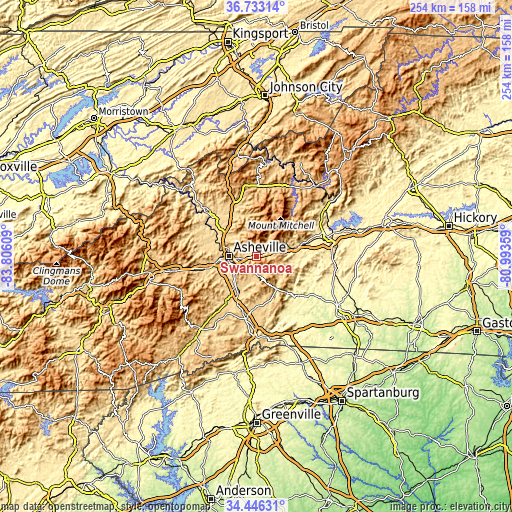 Topographic map of Swannanoa