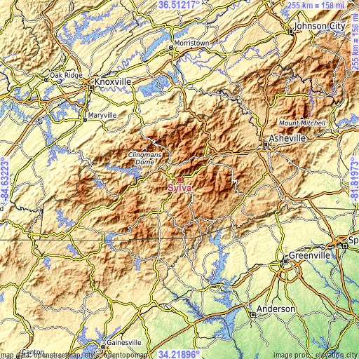 Topographic map of Sylva