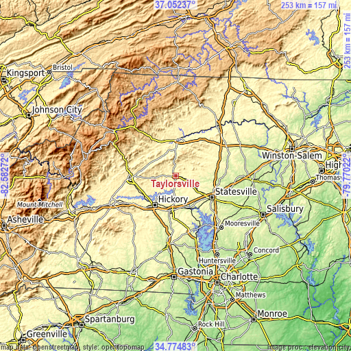 Topographic map of Taylorsville